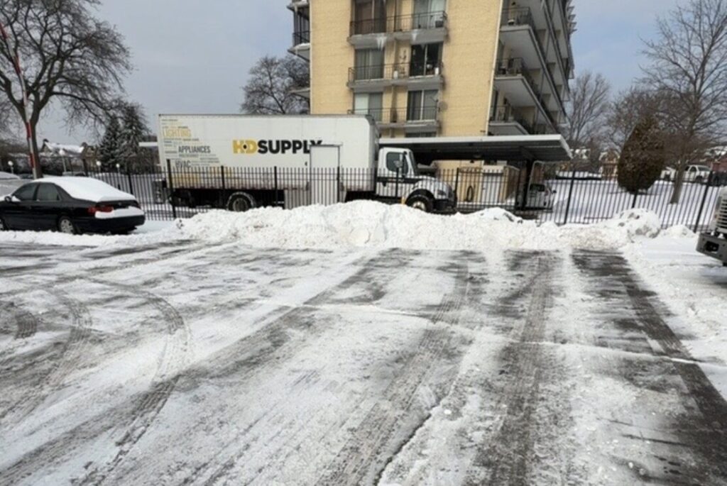 Snow blowed parking lot